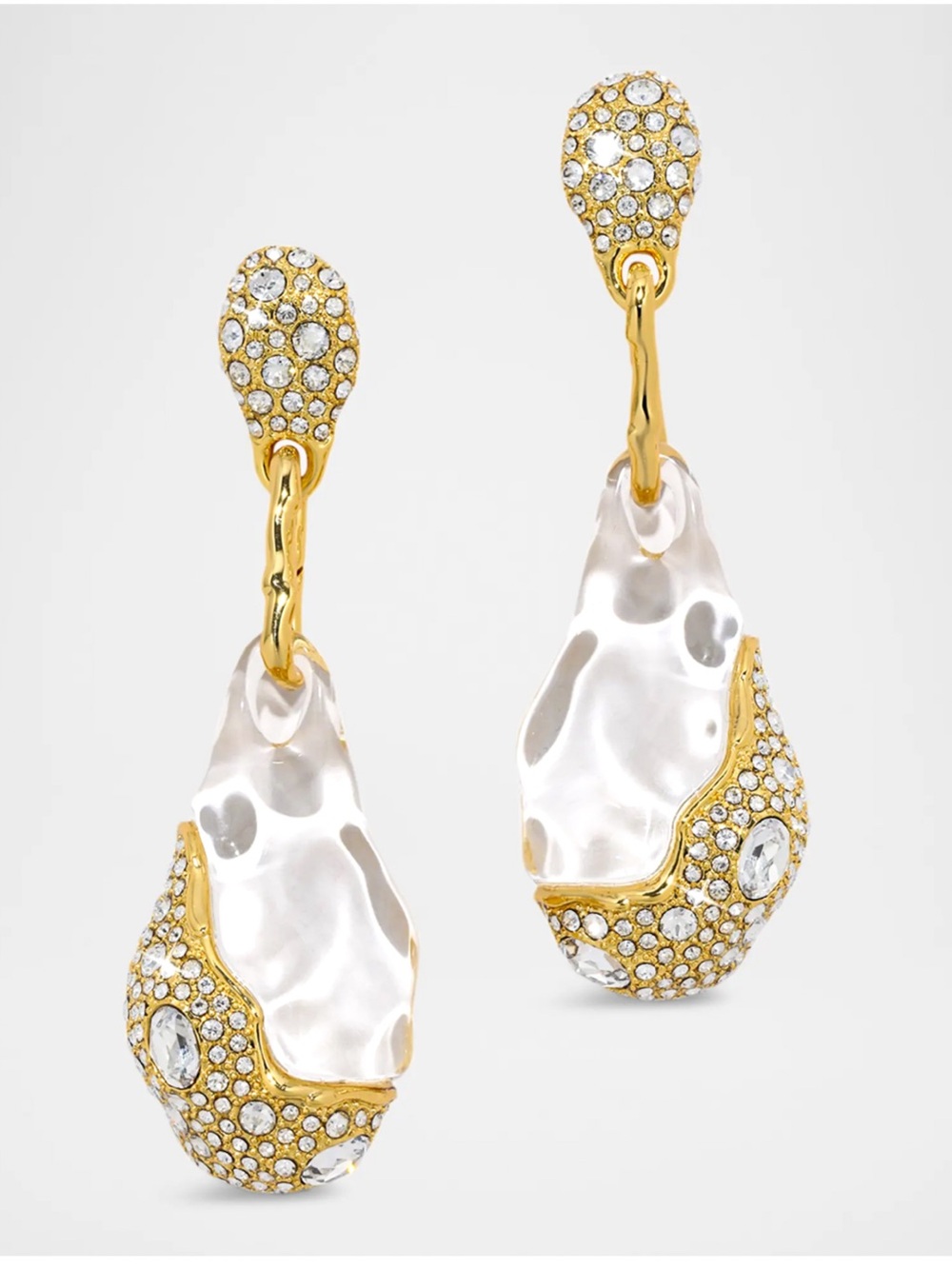 Alexis Bittar Liquid Lucite Crystal Pavé Pebble Drop Earrings